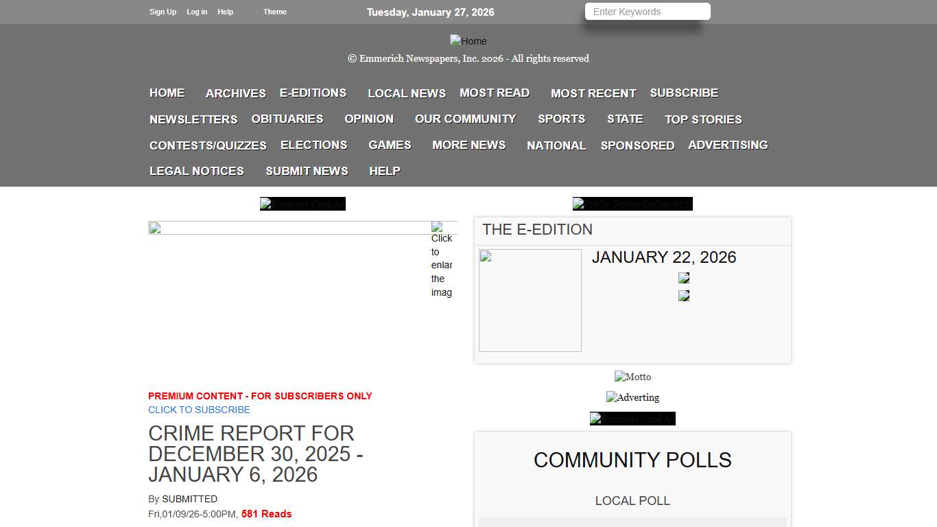 Crime Report for December 30, 2025 - January 6, 2026 Clarke County Tribune